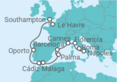 Itinerario del Crucero desde Southampton (Londres) a Civitavecchia (Roma) - Norwegian Cruise Line