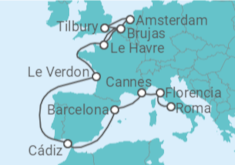 Itinerario del Crucero desde Civitavecchia (Roma) a Le Havre (París) - Norwegian Cruise Line