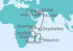 Itinerario del Crucero desde Doha (Qatar) a Port Louis (Mauricio) - Norwegian Cruise Line
