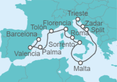 Itinerario del Crucero desde Trieste (Italia) a Barcelona (España) - Cunard