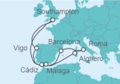 Itinerario del Crucero España, Italia - Cunard