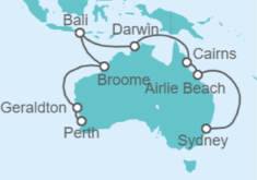 Itinerario del Crucero Australia, Indonesia - Cunard