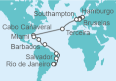 Itinerario del Crucero desde Hamburgo (Alemania) a Río de Janeiro (Brasil) - Cunard