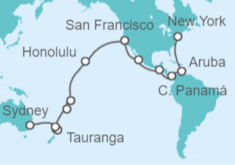 Itinerario del Crucero desde Nueva York (EEUU) a Sydney (Australia) - Cunard