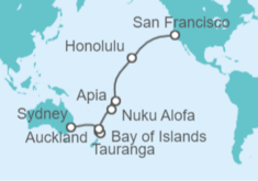 Itinerario del Crucero desde San Francisco a Sydney (Australia) - Cunard