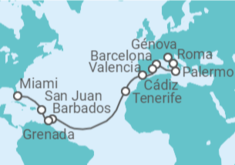 Itinerario del Crucero desde Génova (Italia) a Miami (Florida) - MSC Cruceros