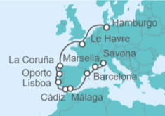 Itinerario del Crucero Francia, España, Portugal - Costa Cruceros