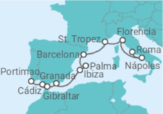 Itinerario del Crucero desde Porto (Disembark), Óbidos, Transfer to Lisbon a Civitavecchia (Roma) - Norwegian Cruise Line