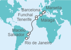 Itinerario del Crucero España, Portugal, Brasil - MSC Cruceros