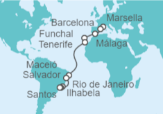 Itinerario del Crucero España, Portugal, Brasil - MSC Cruceros