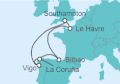 Itinerario del Crucero Francia, España - Royal Caribbean