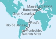 Itinerario del Crucero Argentina, Brasil, España, Francia - Costa Cruceros