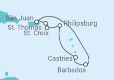 Itinerario del Crucero Islas Vírgenes - Eeuu, Saint Maarten, Santa Lucía, Barbados - Royal Caribbean