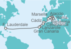 Itinerario del Crucero desde Civitavecchia (Roma) a Fort Lauderdale (Miami) - Princess Cruises