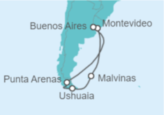 Itinerario del Crucero Argentina, Chile, Uruguay - Princess Cruises