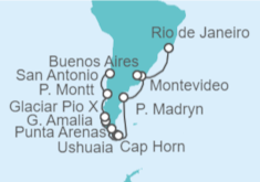 Itinerario del Crucero desde Río de Janeiro (Brasil) a San Antonio (Santiago de Chile) - Cunard