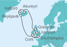 Itinerario del Crucero Irlanda, Islandia, Reino Unido - Cunard