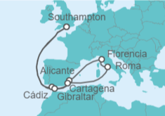 Itinerario del Crucero España, Italia, Gibraltar - Cunard