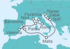 Itinerario del Crucero desde Trieste (Italia) a Civitavecchia (Roma) - Cunard