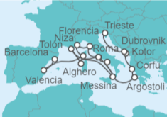 Itinerario del Crucero desde Barcelona (España) a Trieste (Italia) - Cunard