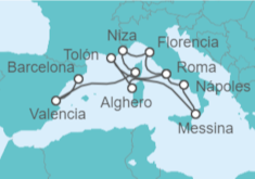 Itinerario del Crucero desde Barcelona (España) a Civitavecchia (Roma) - Cunard