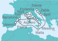 Itinerario del Crucero desde Trieste (Italia) a Civitavecchia (Roma) - Cunard