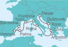 Itinerario del Crucero desde Trieste (Italia) a Barcelona (España) - Cunard