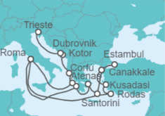 Itinerario del Crucero desde Civitavecchia (Roma) a Trieste (Italia) - Cunard