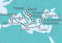 Itinerario del Crucero desde Civitavecchia (Roma) a Estambul (Turquía) - Cunard