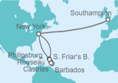 Itinerario del Crucero USA, Saint Maarten, Barbados, Santa Lucía - Cunard