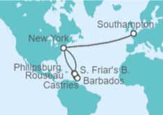 Itinerario del Crucero USA, Saint Maarten, Santa Lucía, Barbados - Cunard