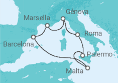 Itinerario del Crucero Francia, Italia, Malta - MSC Cruceros