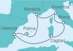 Itinerario del Crucero España, Italia - MSC Cruceros