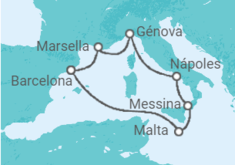 Itinerario del Crucero Italia, Malta, España TI - MSC Cruceros