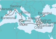 Itinerario del Crucero desde Atenas (Grecia) a Marsella (Francia) - Costa Cruceros