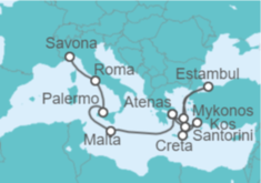 Itinerario del Crucero desde Savona (Italia) a Atenas (Grecia) - Costa Cruceros