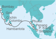 Itinerario del Crucero India, Sri Lanka, Tailandia, Malasia - Celebrity Cruises