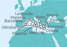 Itinerario del Crucero Montenegro, Grecia, Italia, España, Gibraltar, Francia, Turquía - Princess Cruises