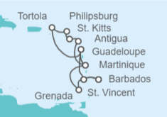 Itinerario del Crucero Martinica, Guadalupe, Islas Vírgenes - Reino Unido, Saint Maarten, Antigua Y Barbuda, Santa Lucía - MSC Cruceros