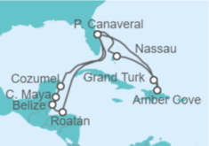 Itinerario del Crucero Bahamas, USA, México, Belice, Honduras - Princess Cruises