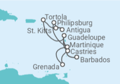 Itinerario del Crucero Santa Lucía, Martinica, Guadalupe, Islas Vírgenes - Reino Unido, Antigua Y Barbuda, Saint Maarten - MSC Cruceros