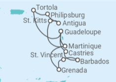 Itinerario del Crucero Martinica, Guadalupe, Islas Vírgenes - Reino Unido, Saint Maarten, Antigua Y Barbuda, Santa Lucía - MSC Cruceros