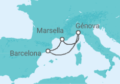 Itinerario del Crucero Francia, Italia - Costa Cruceros