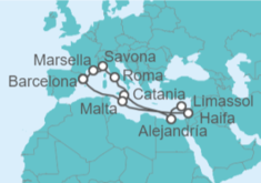 Itinerario del Crucero Israel, Chipre, Egipto, Malta, España, Francia, Italia - Costa Cruceros
