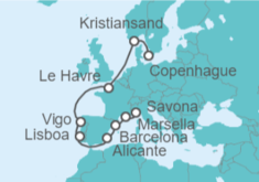 Itinerario del Crucero Francia, España, Portugal - Costa Cruceros