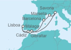 Itinerario del Crucero Francia, Italia, España, Portugal, Gibraltar - Costa Cruceros