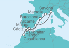 Itinerario del Crucero Italia, España, Marruecos, Gibraltar - Costa Cruceros