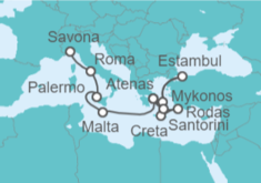 Itinerario del Crucero desde Atenas (Grecia) a Savona (Italia) - Costa Cruceros