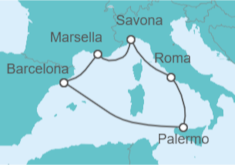 Itinerario del Crucero España, Francia, Italia - Costa Cruceros