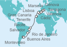 Itinerario del Crucero desde Génova (Italia) a Montevideo (Uruguay) - MSC Cruceros
